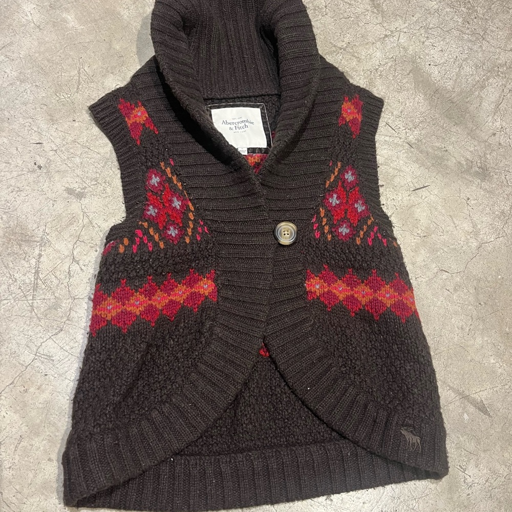 Abercrombie & Fitch Women's Dark Brown Cowl Neck Sweater Vest